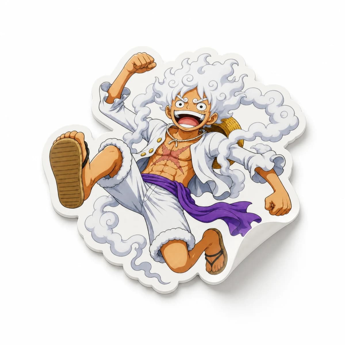 One Piece character design printed as a physical die-cut vinyl sticker