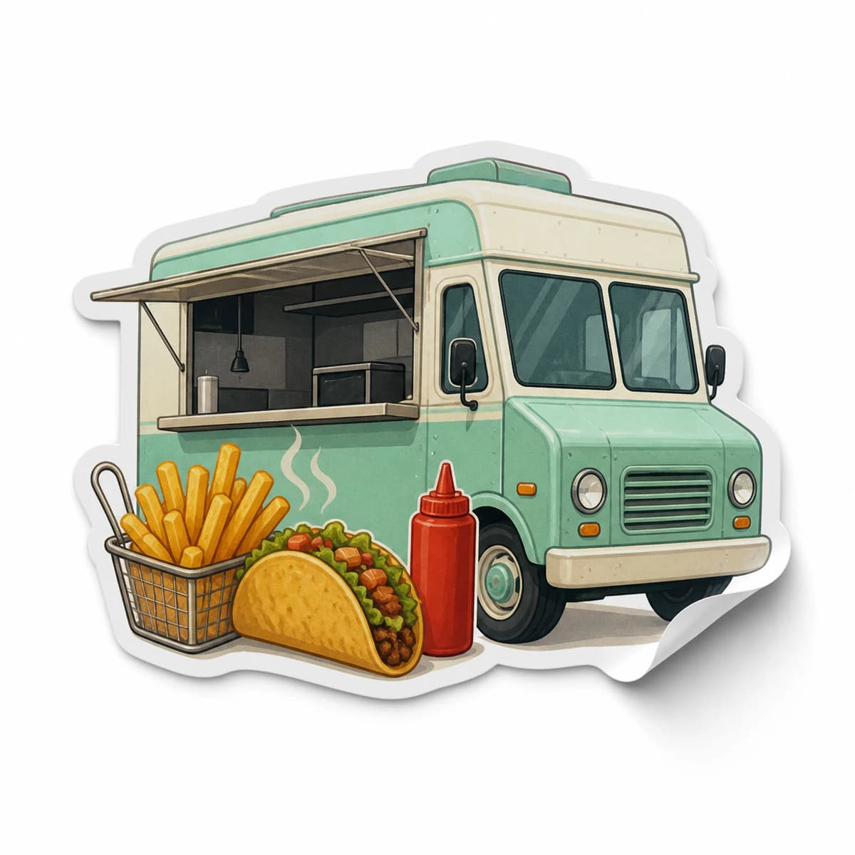 Street Food Club Sticker in an original everyday-moment die-cut vinyl design