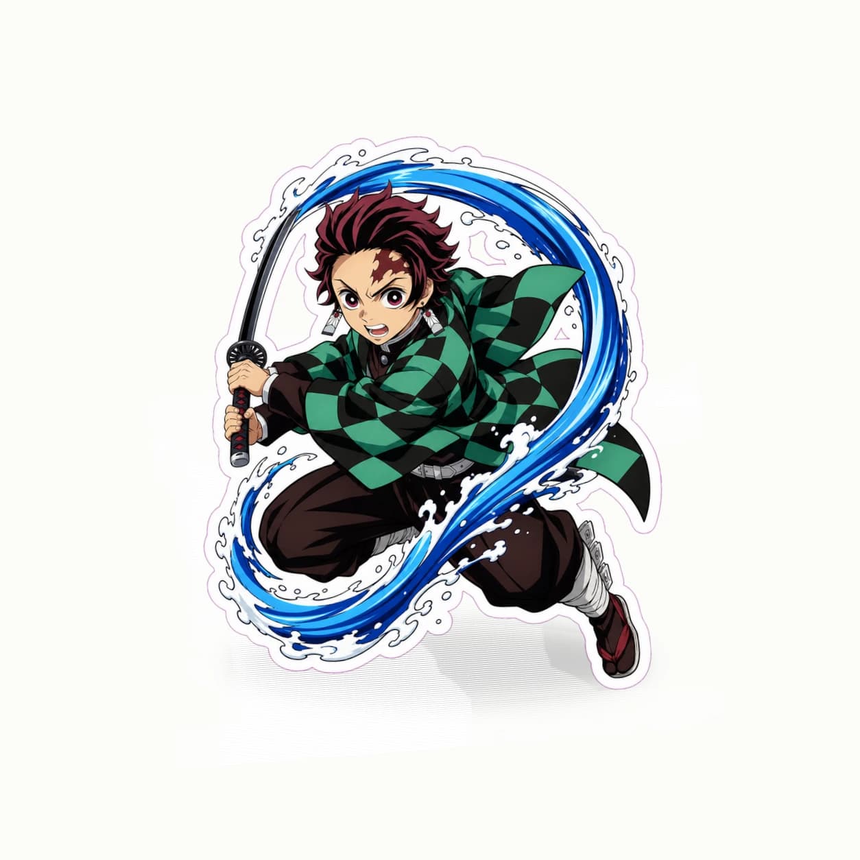 Demon Slayer Tanjiro Kamado Water Breathing matte vinyl character sticker